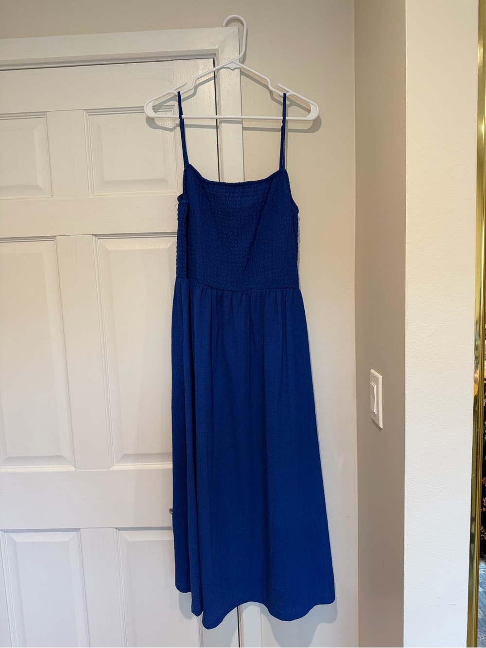 H&M Blue Smocked Strapless Midi Dress Size XL